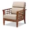 Baxton Studio Larissa Cherry Finished Wood and Beige High Back Lounge Chair 145-8753 - alternate 1